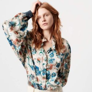 Smythe NWOT Floral Button Down Poet Blouse Small